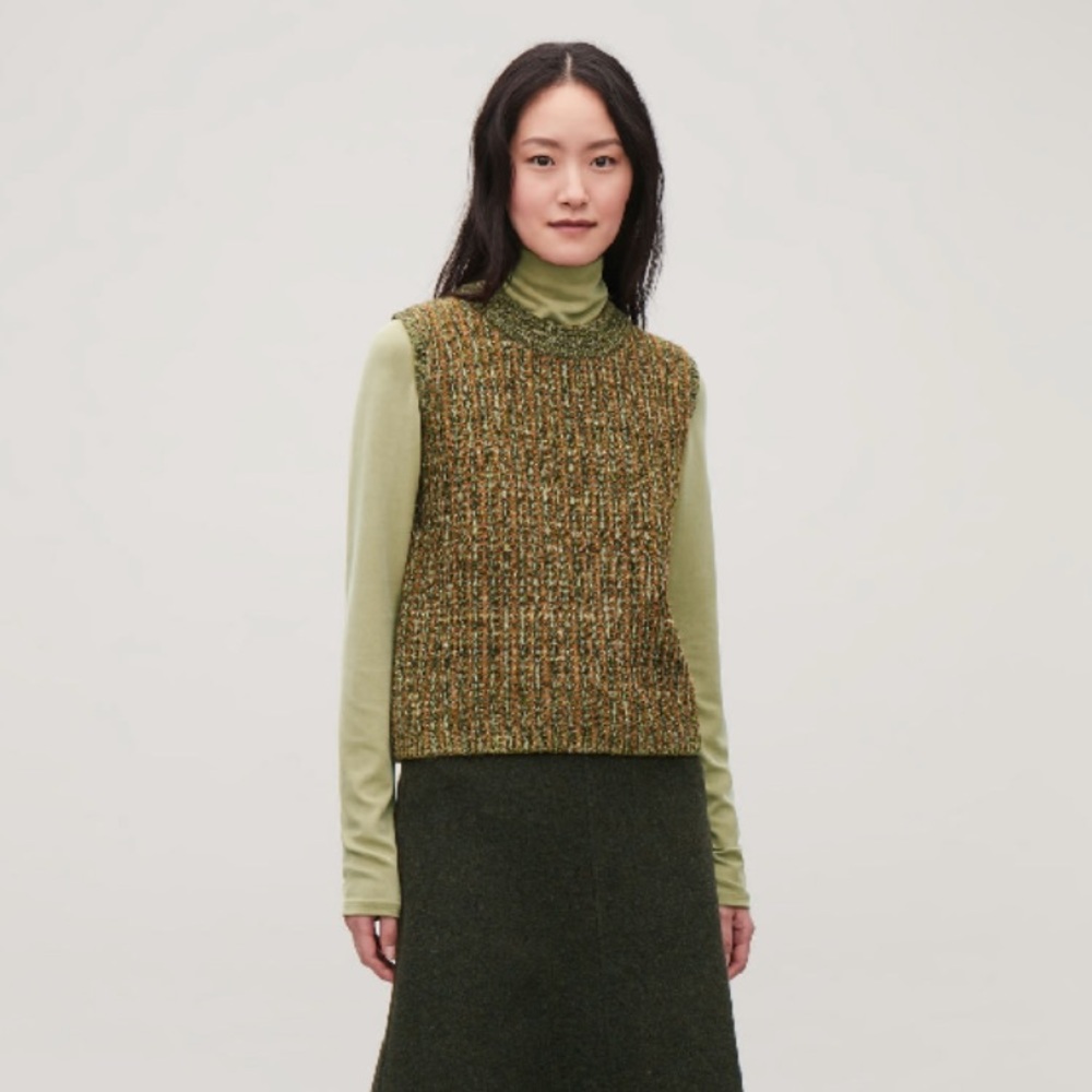 metallic knit vest